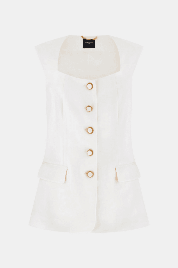 white woman vest