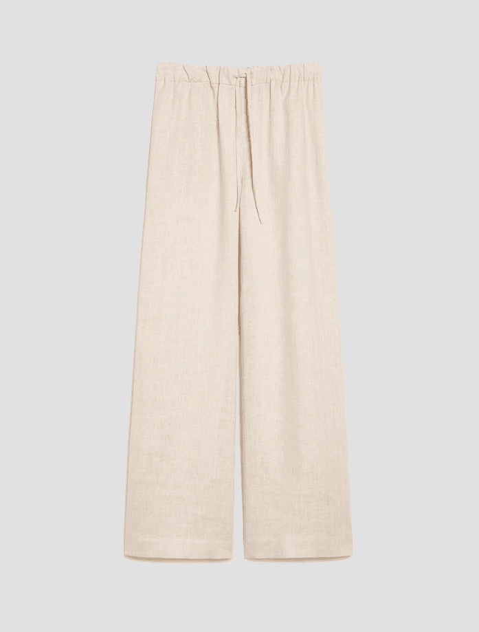 wide trousers in pure linen woman ecru