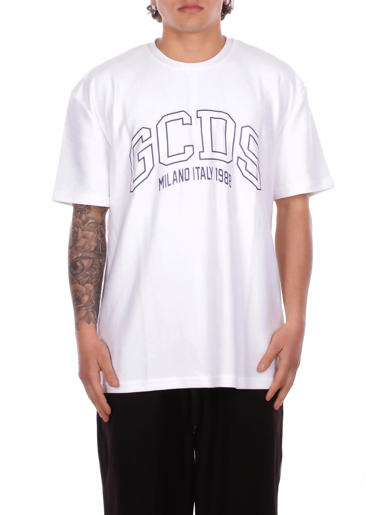 Gcds man t-shirt c1meqc040j024 100a logo lounge ss t-shirt white