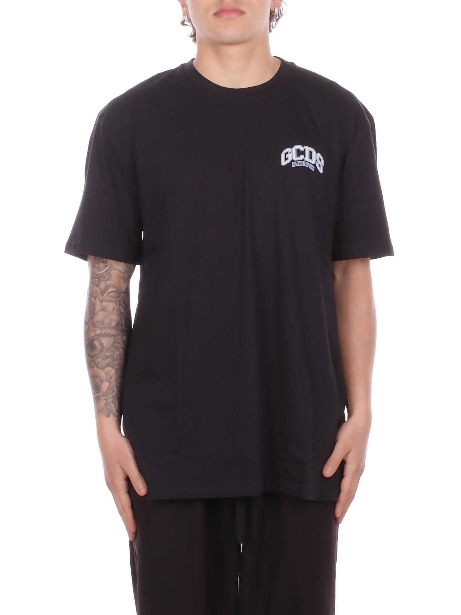 Gcds man t-shirt c1meqc041j104 999g logo lounge ss t-shirt black green