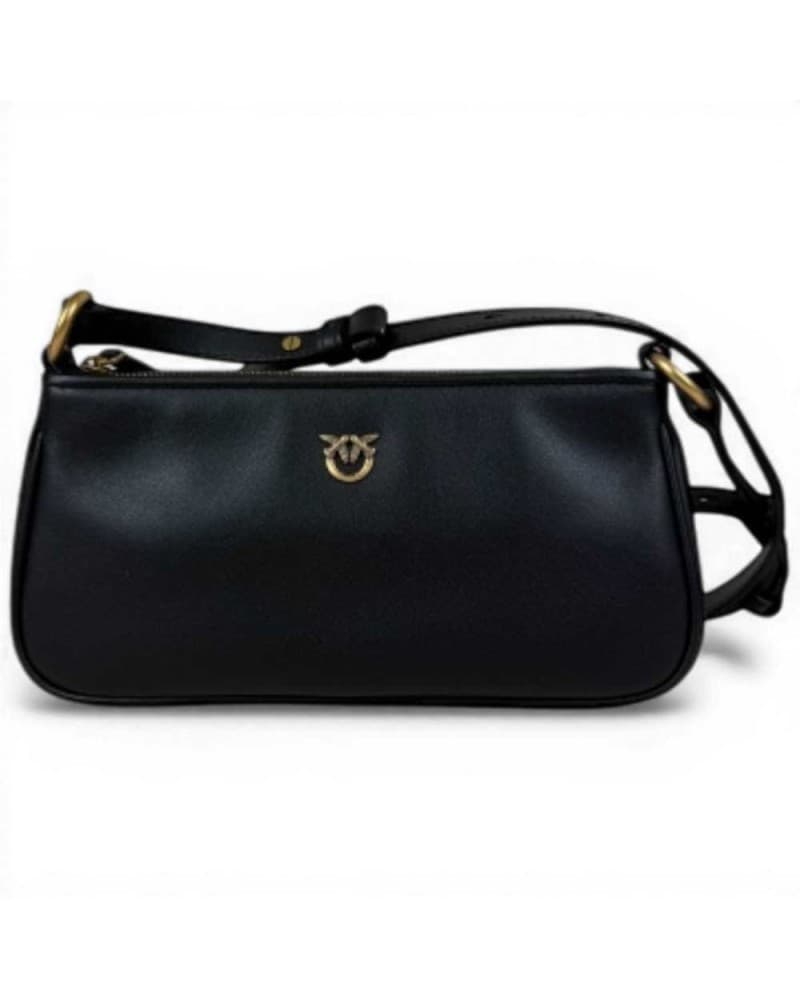 Pinko Half Moon Baguette Mini Women's Black Leather Morbida Bag