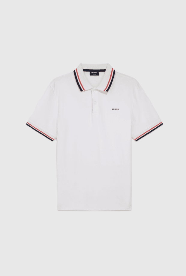 polo with contrast lines man white