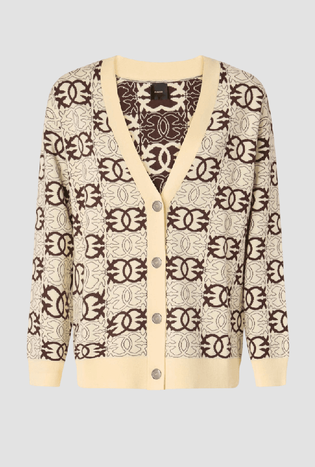 cardigan a v love birds woman beige-brown