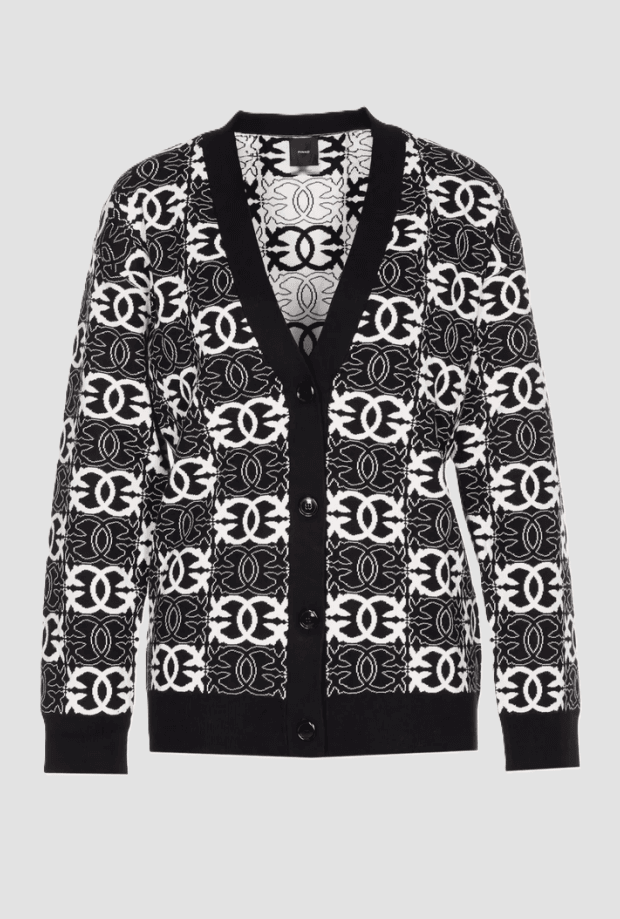 cardigan a v love birds black-white woman