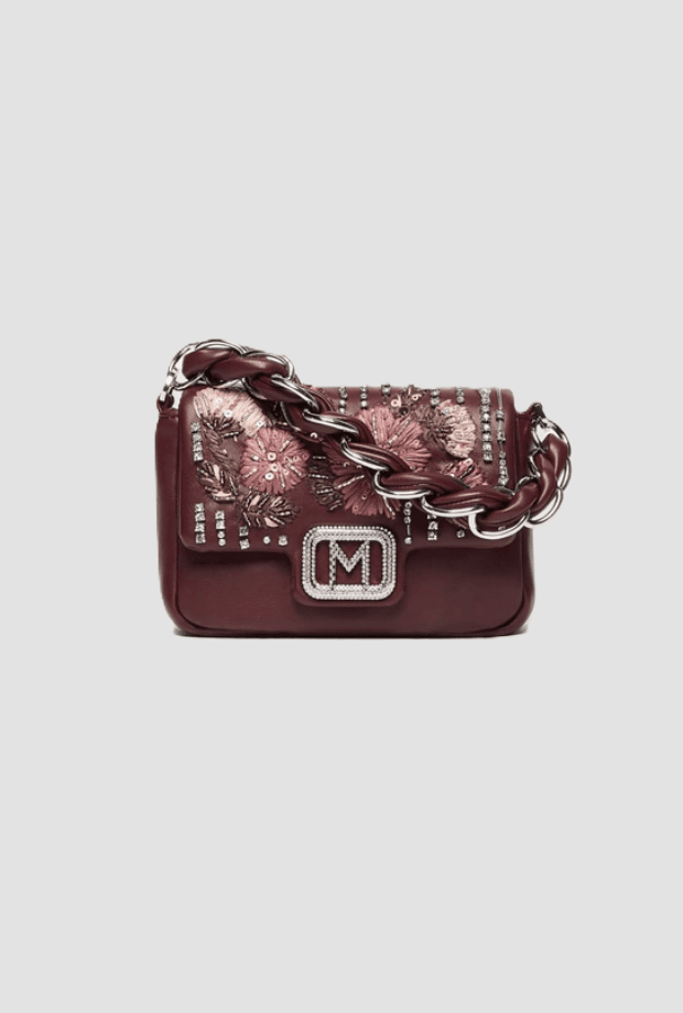 small muse bag with bordeaux embroidery