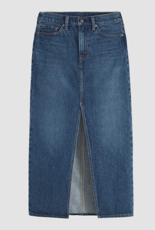 Denim skirt with medium blue woman spade
