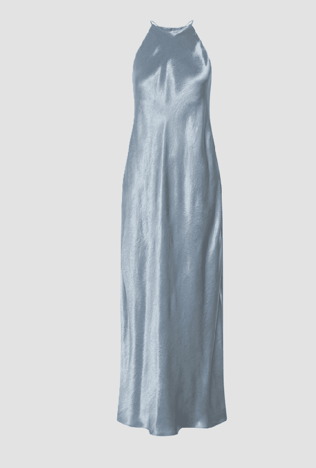 dress with blue American neckline