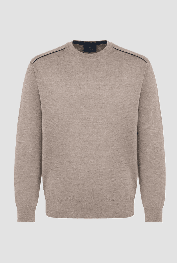 mesh in pure wool with details man beige