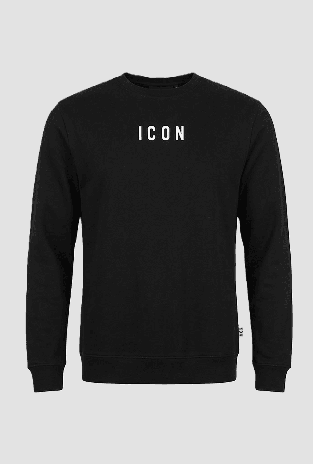 Crew neck sweatshirt with front/back man logo black