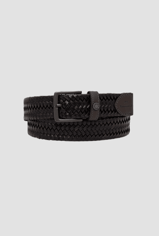 braided leather belt man brown