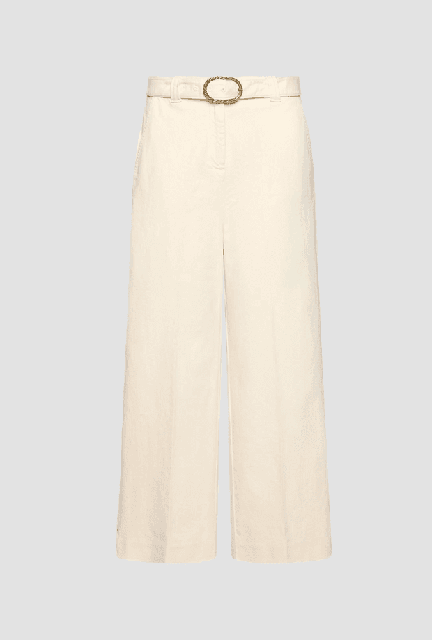 wide leg trousers with belt woman cream