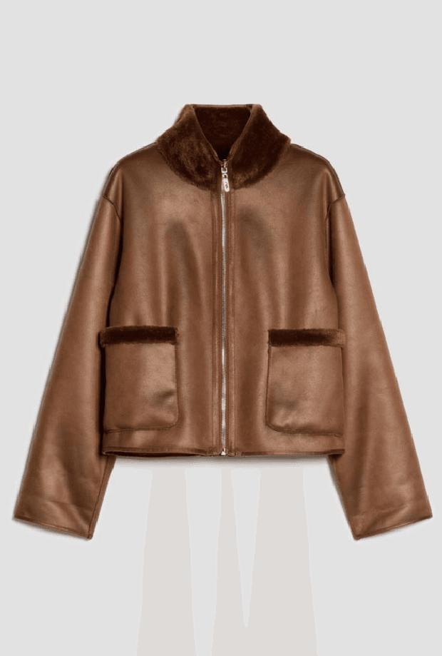 jacket in reversible ecopelliccia woman tobacco
