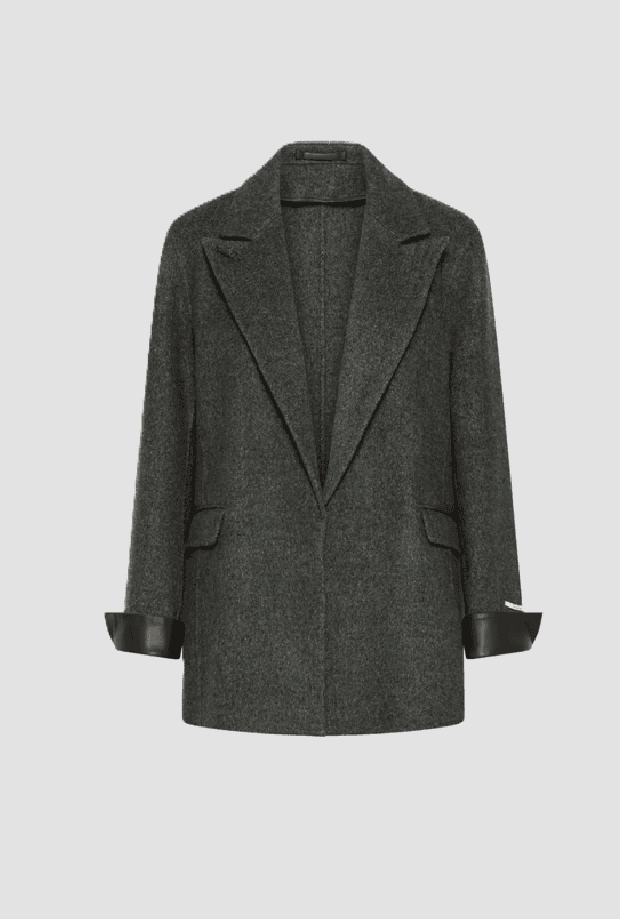jacket with grey leather details