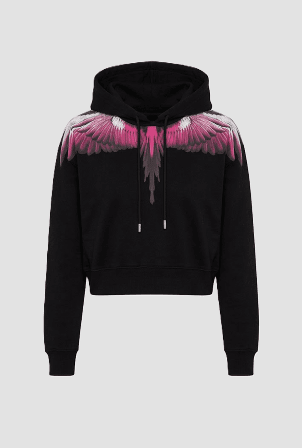wings crop hoodie black-pink