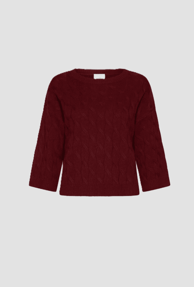 Women's Mixed Waist Knit Cashmere bordeaux