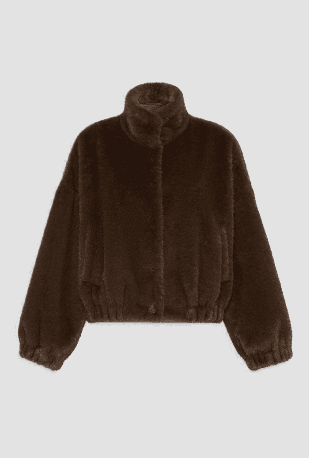 short jacket in ecopelliccia woman brown