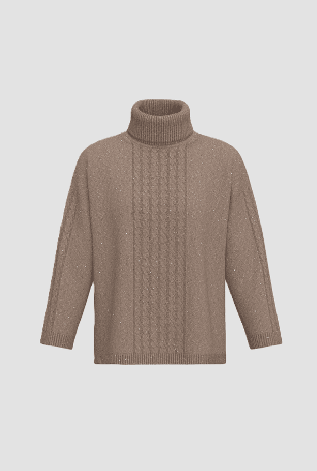 mesh wool blend with sequin woman turtleneck