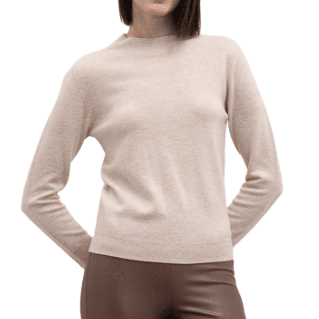Goa Goa 100% wool ultrasoft beige crew neckline Dolores pattern with long sleeves