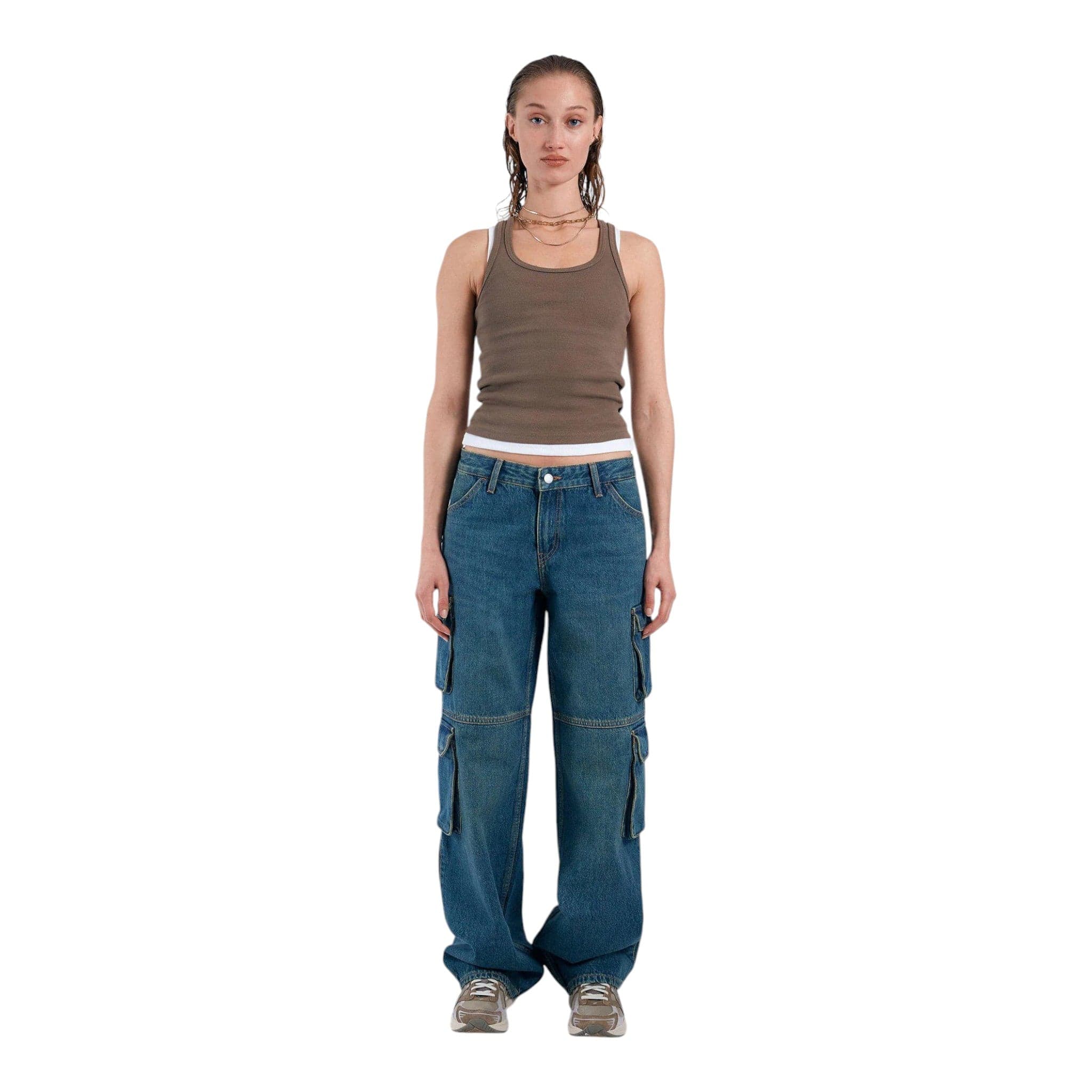 denim hill multi cargo jeans - blue stream mid greenish