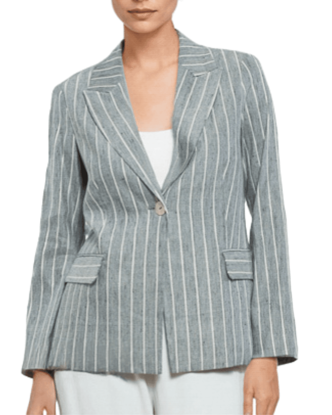 Goa Goa Women's Blazer Gessato in Mixed Lino Beige with Righe Elegant 15200075