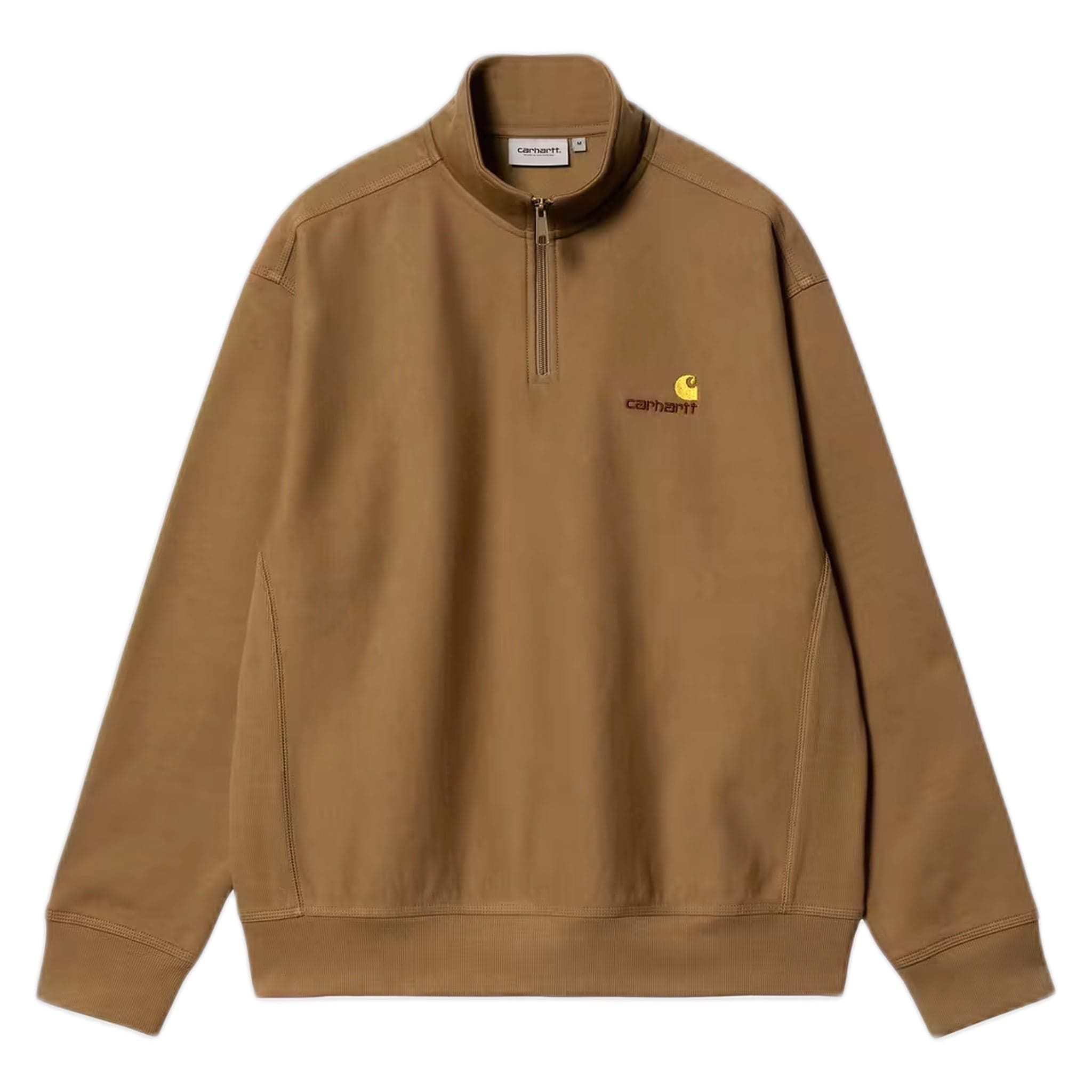 phenol Carhartt Wip half zip american script sweat - hamilton brown