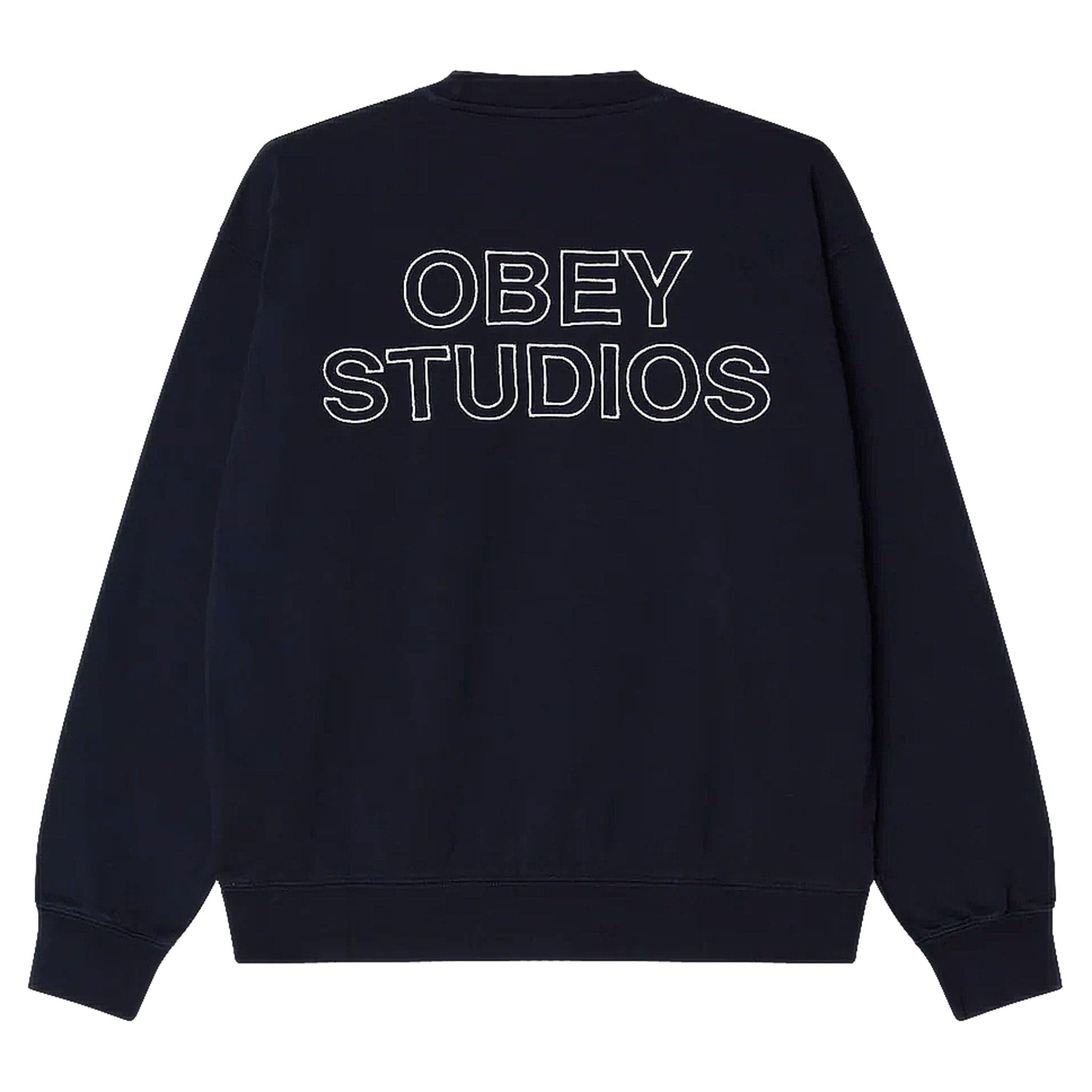 phenol Obey studios faded crew fleece - dark navy faded wash