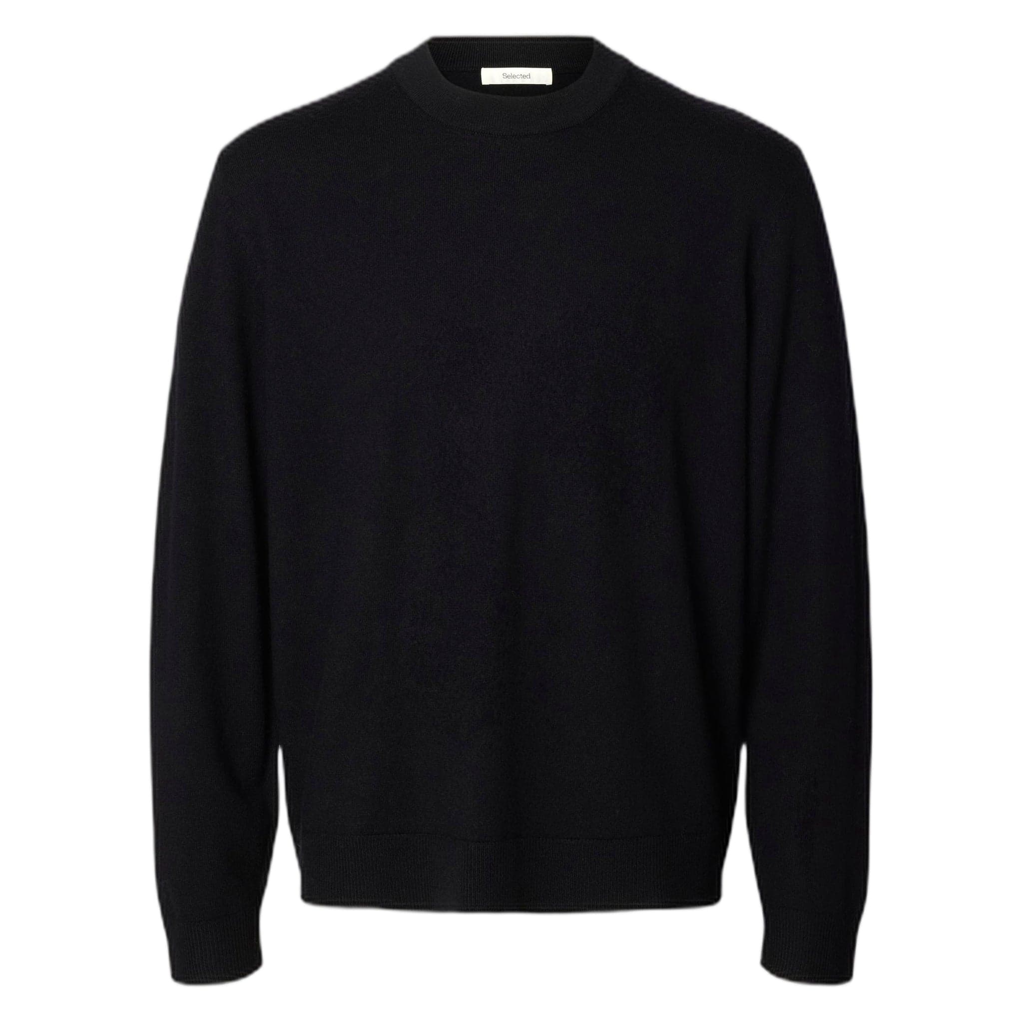 sweater Selected Homme merino brushed relaxed crew - black