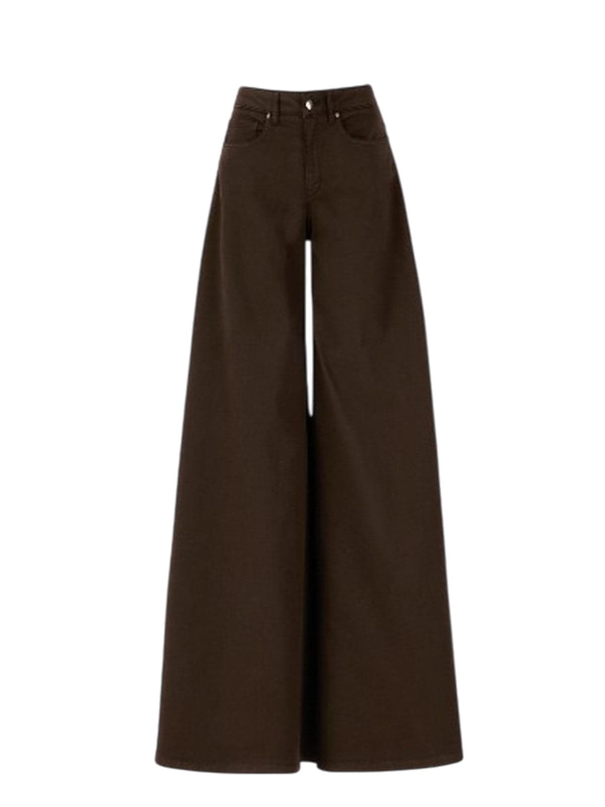 t-shirt woman d.exterior - t-cotton stretch pant very wide - brown