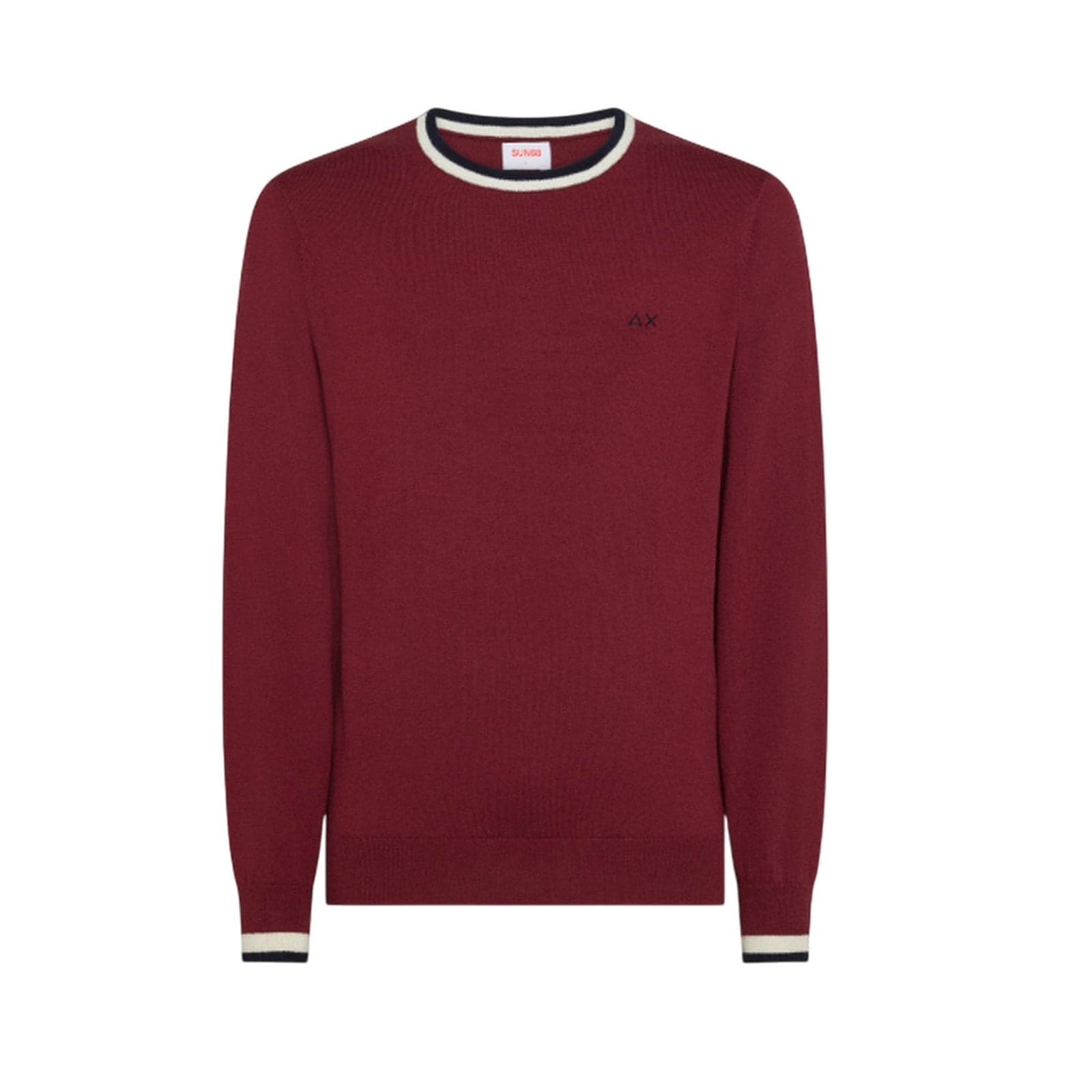 hoodie man Sun68 - sweater stripes on cuff l/s - burgundy