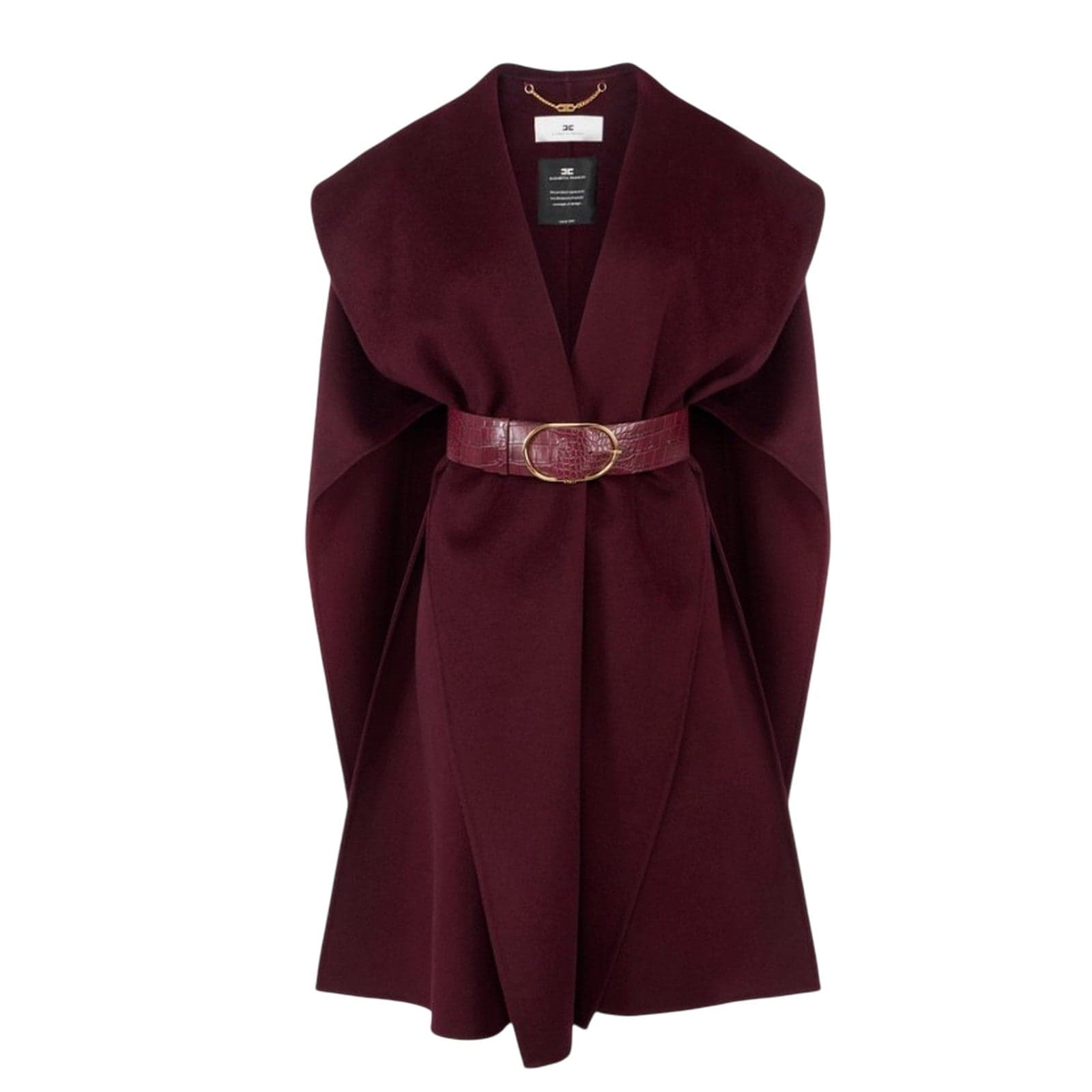 Women's Coats Elisabetta Franchi - coat with belt - burgundy