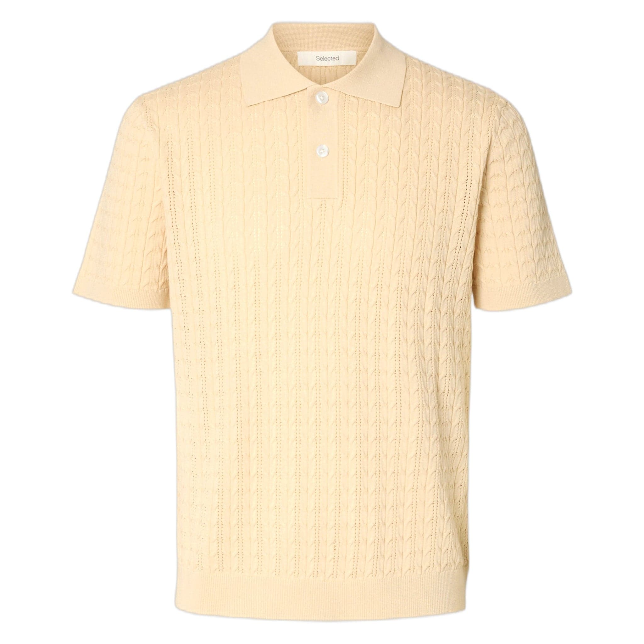 polo Selected Homme mattis knit new cable polo - beige