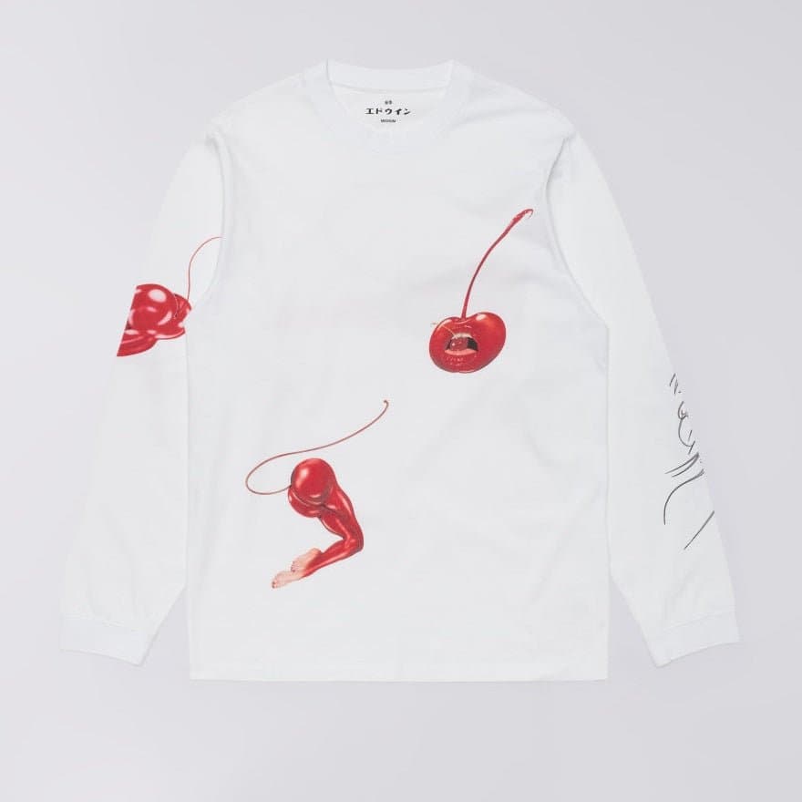 longsleve Edwin cherry devil ts ls - white