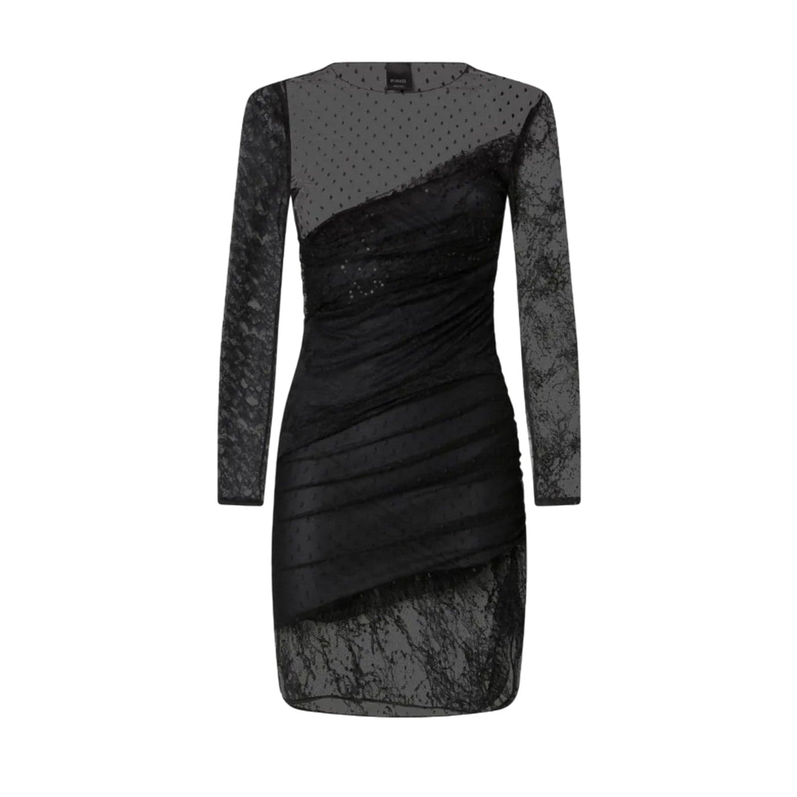 casual woman clothes Pinko - backgammon dress patch lace - black