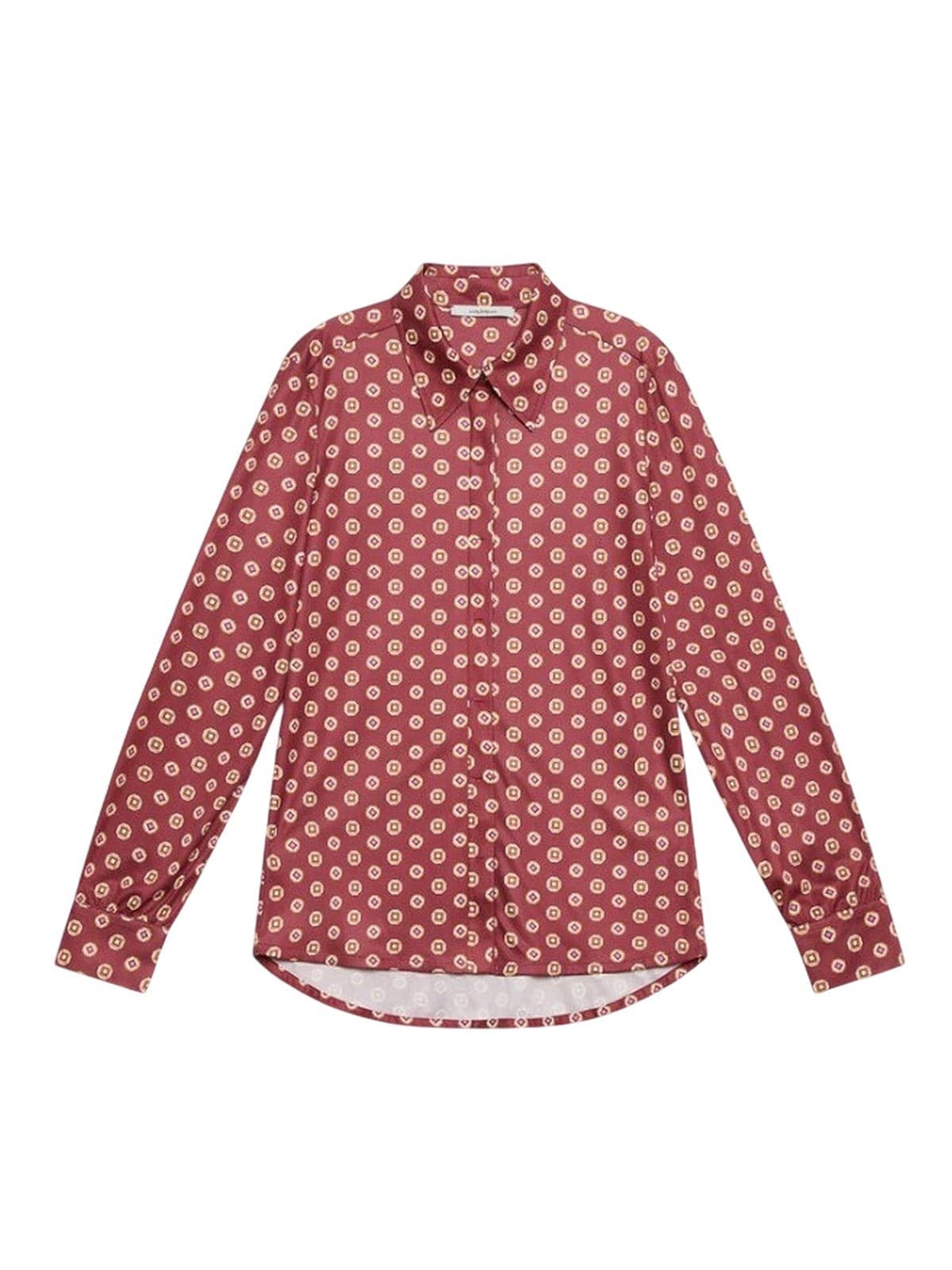 mischievous woman shirts - micro print shirt - burgundy