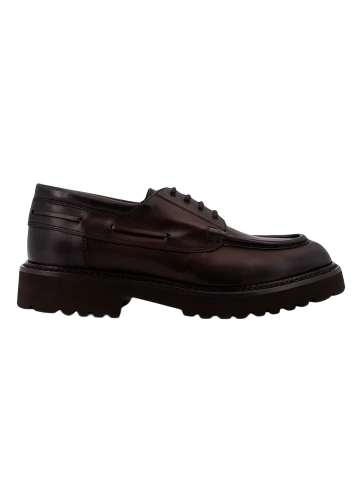 shoes stringed low man Doucal's - derby boat parabout - brown