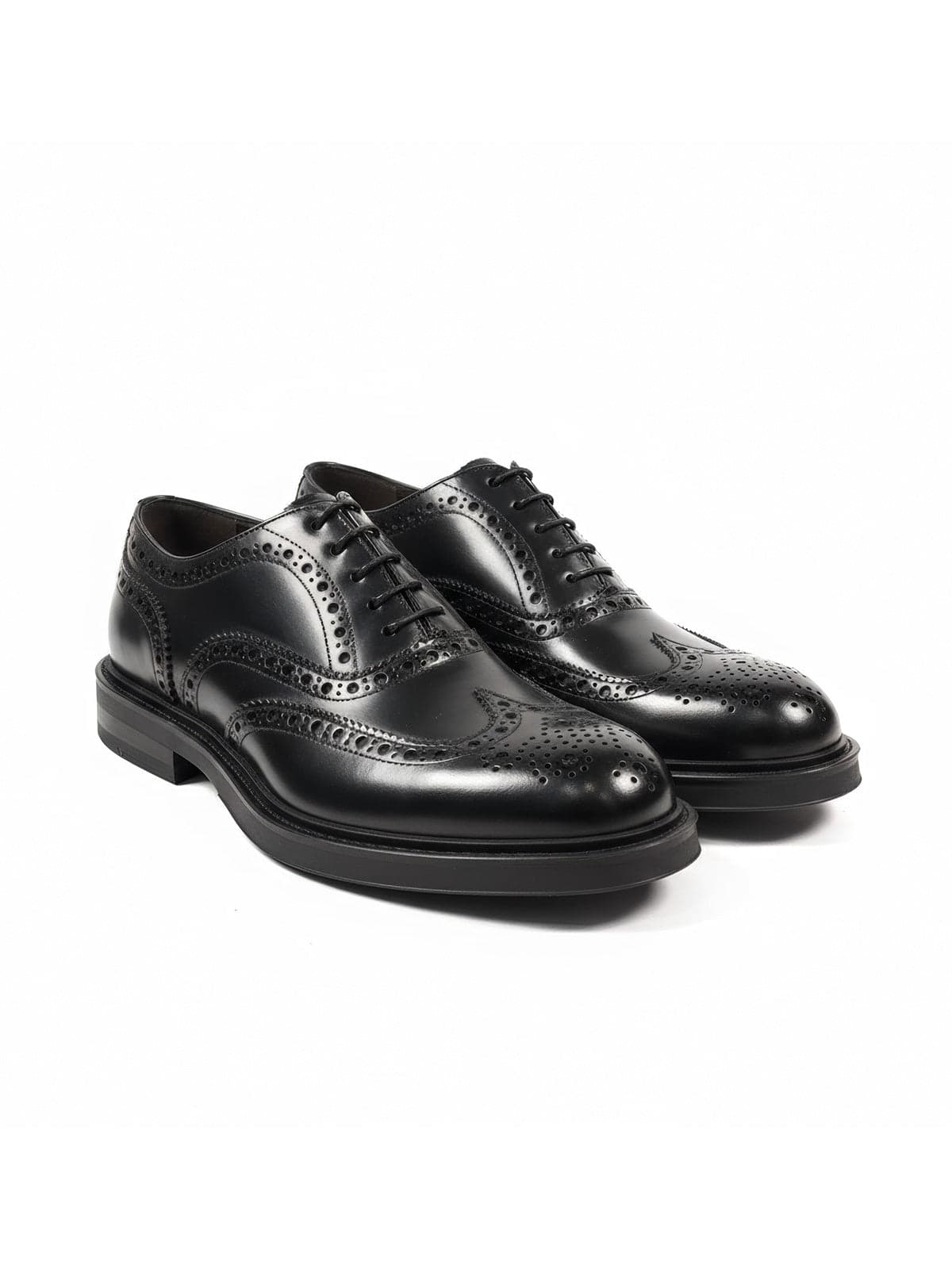 shoes stringed low man Green George - polished black clipper - black