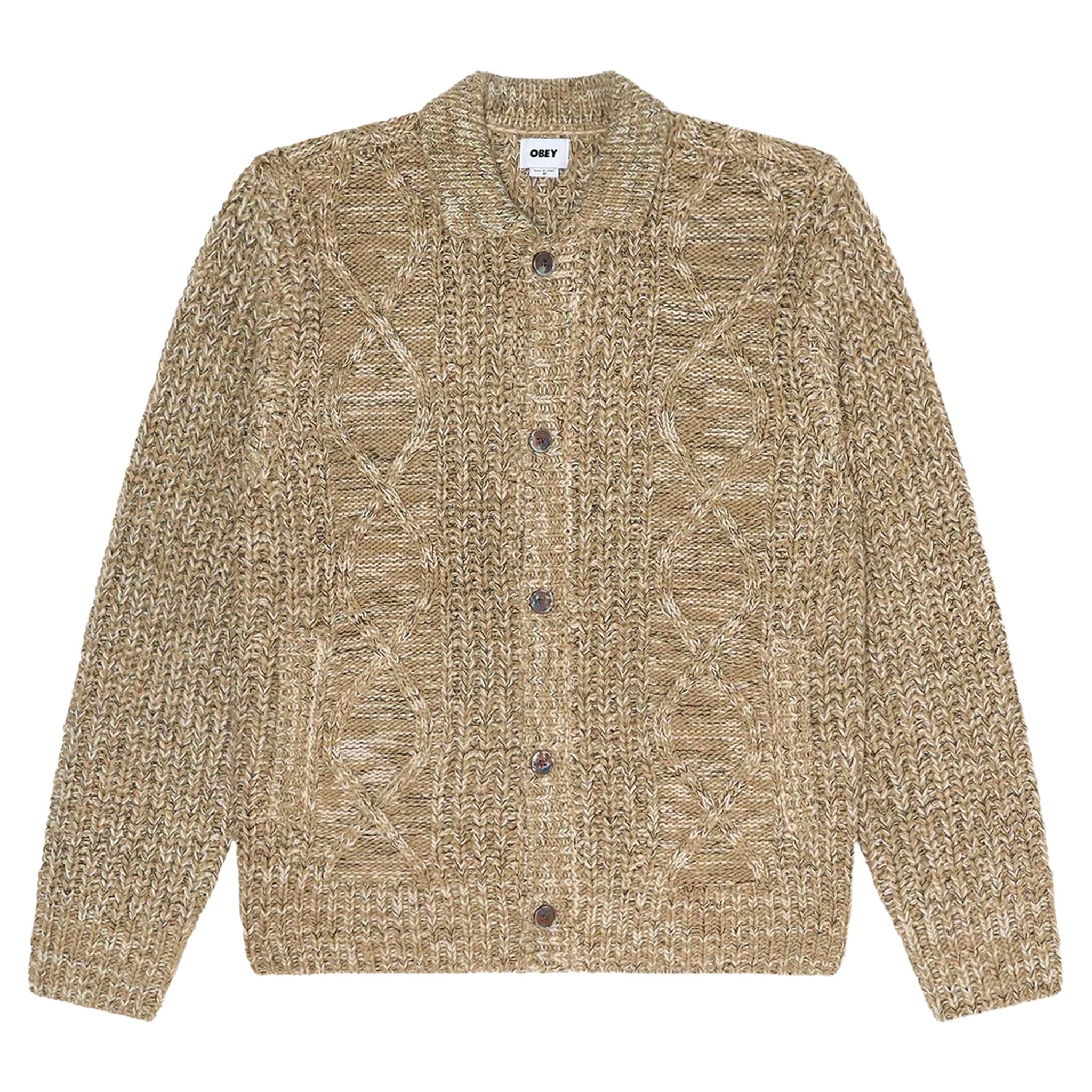 Cardigan Obey isar button up sweater - silver sage multi