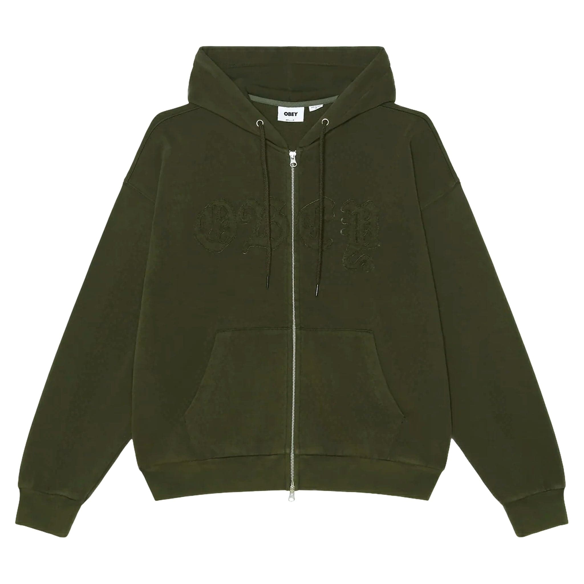 phenol Obey gothic zip hood - dusty black olive