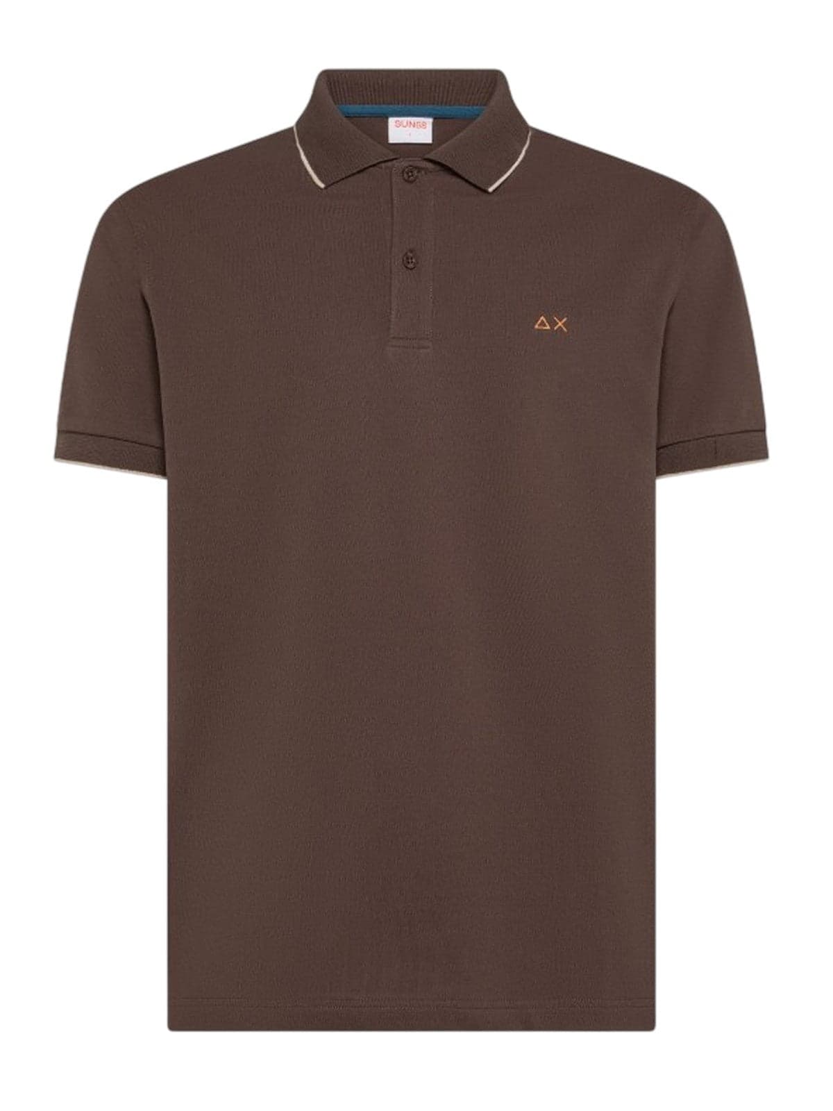polo man Sun68 - polo small stripe on collar - brown