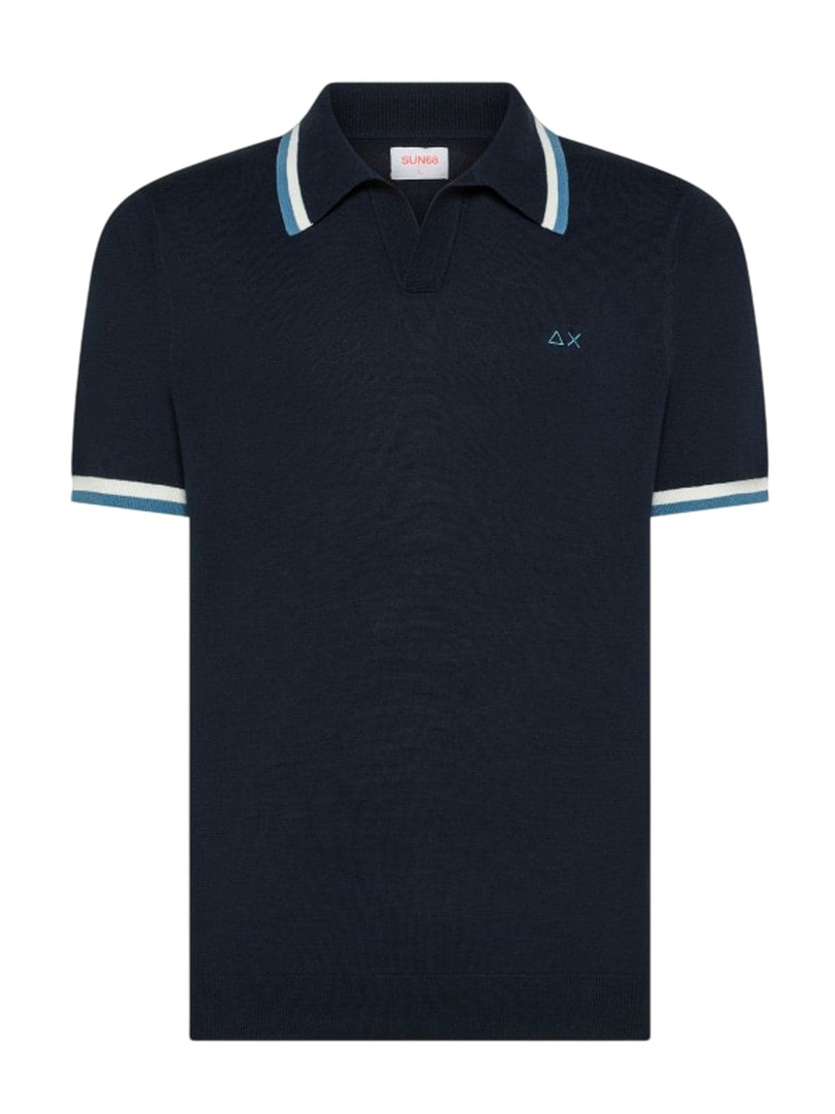 polo man Sun68 - polo sweater stripes details s/s - blue