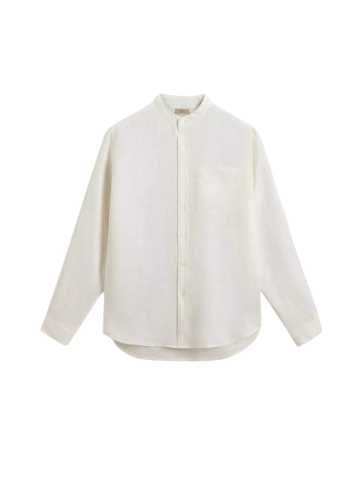 Other (friends) man Woolrich - band collar linen shirt arctic white - white