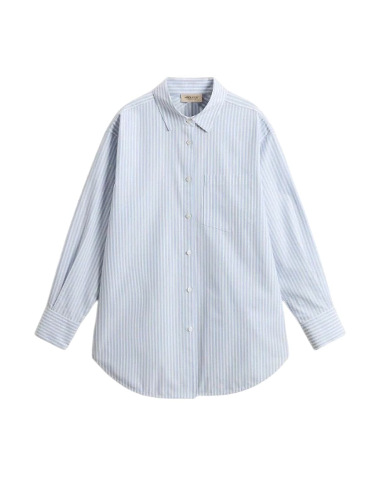 women's shirts Woolrich - striped cotton poplin boyfriend shirt stripe blue