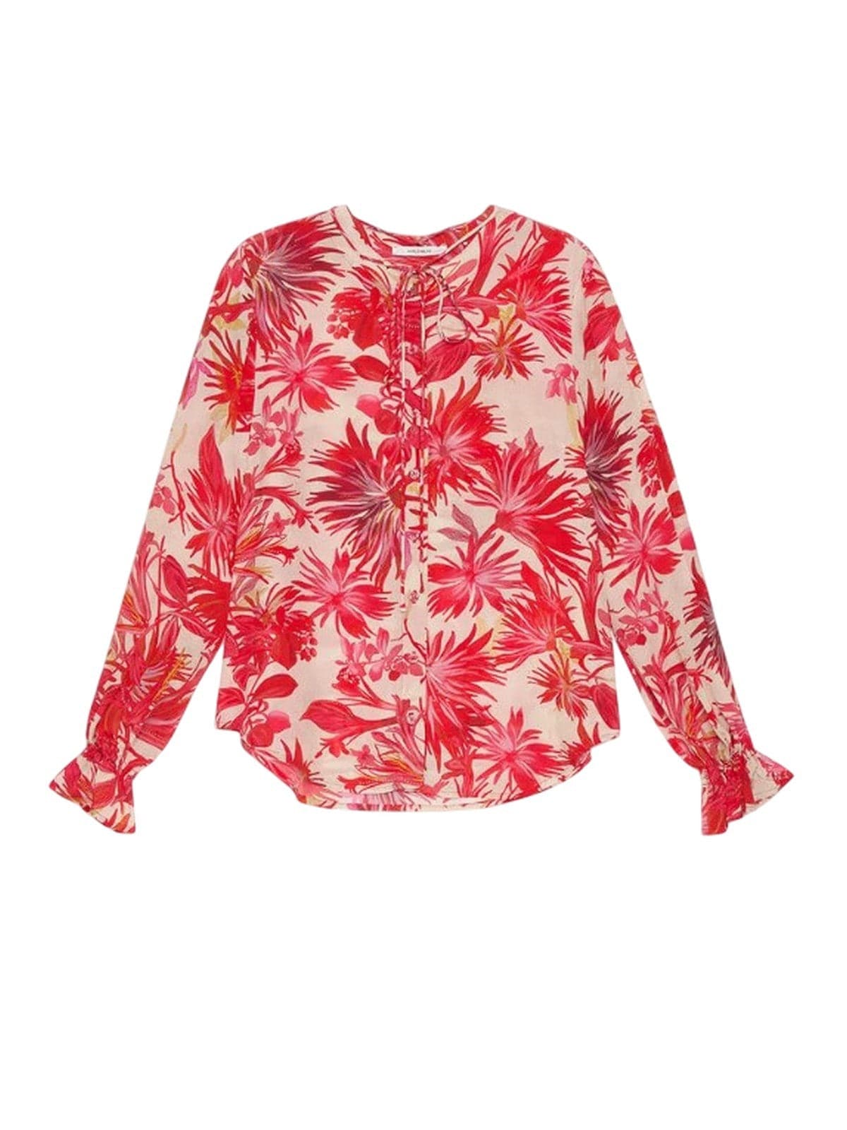 blouse and shirts woman malay - shirt-botanical - red