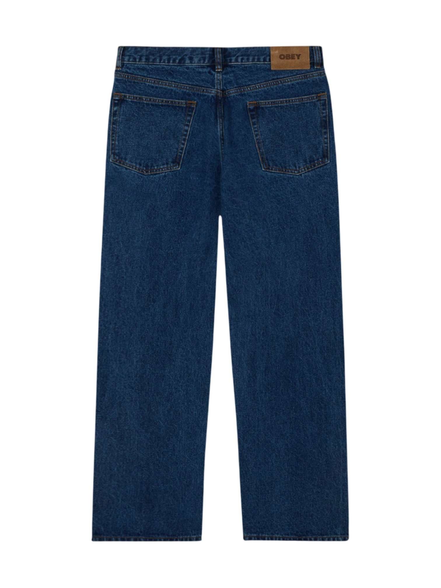 Obey Classic baggy denim pants jeans wide leg - stone washed indigo
