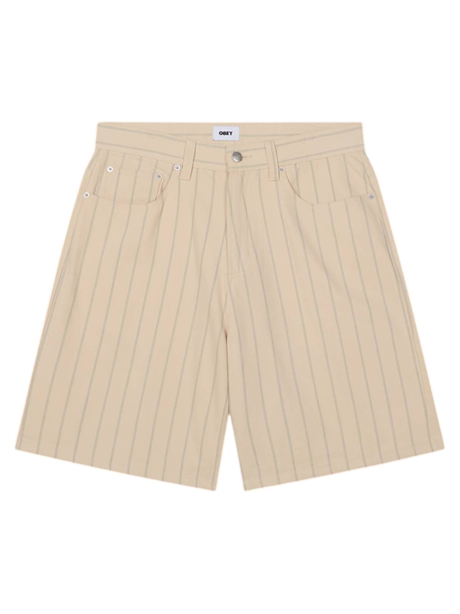 Obey Stripe baggy denim striped shorts of wide leg jeans - pelican multi