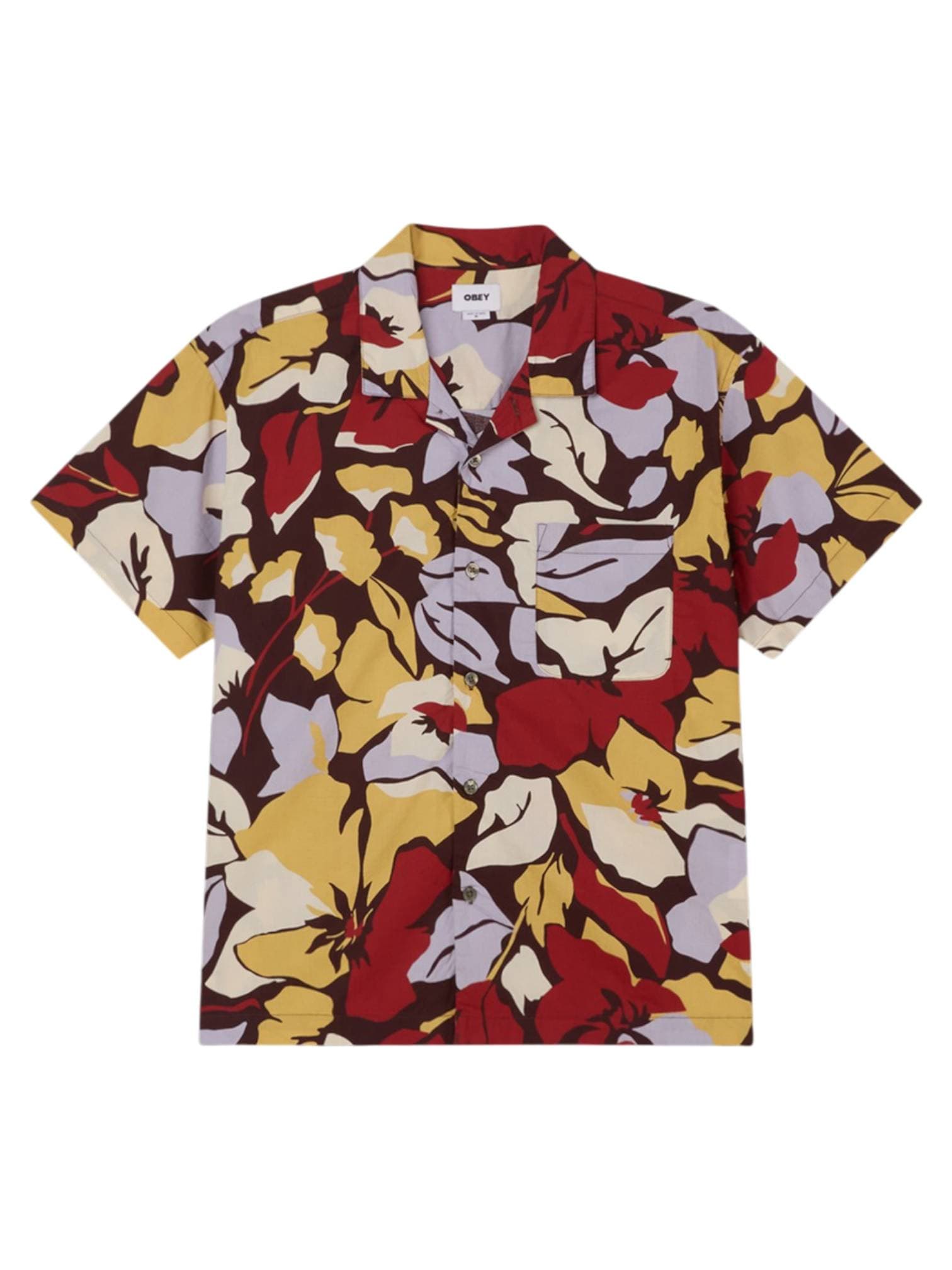 Obey Maxwell cuban shirt Hawaiian short sleeves - chocolate multi