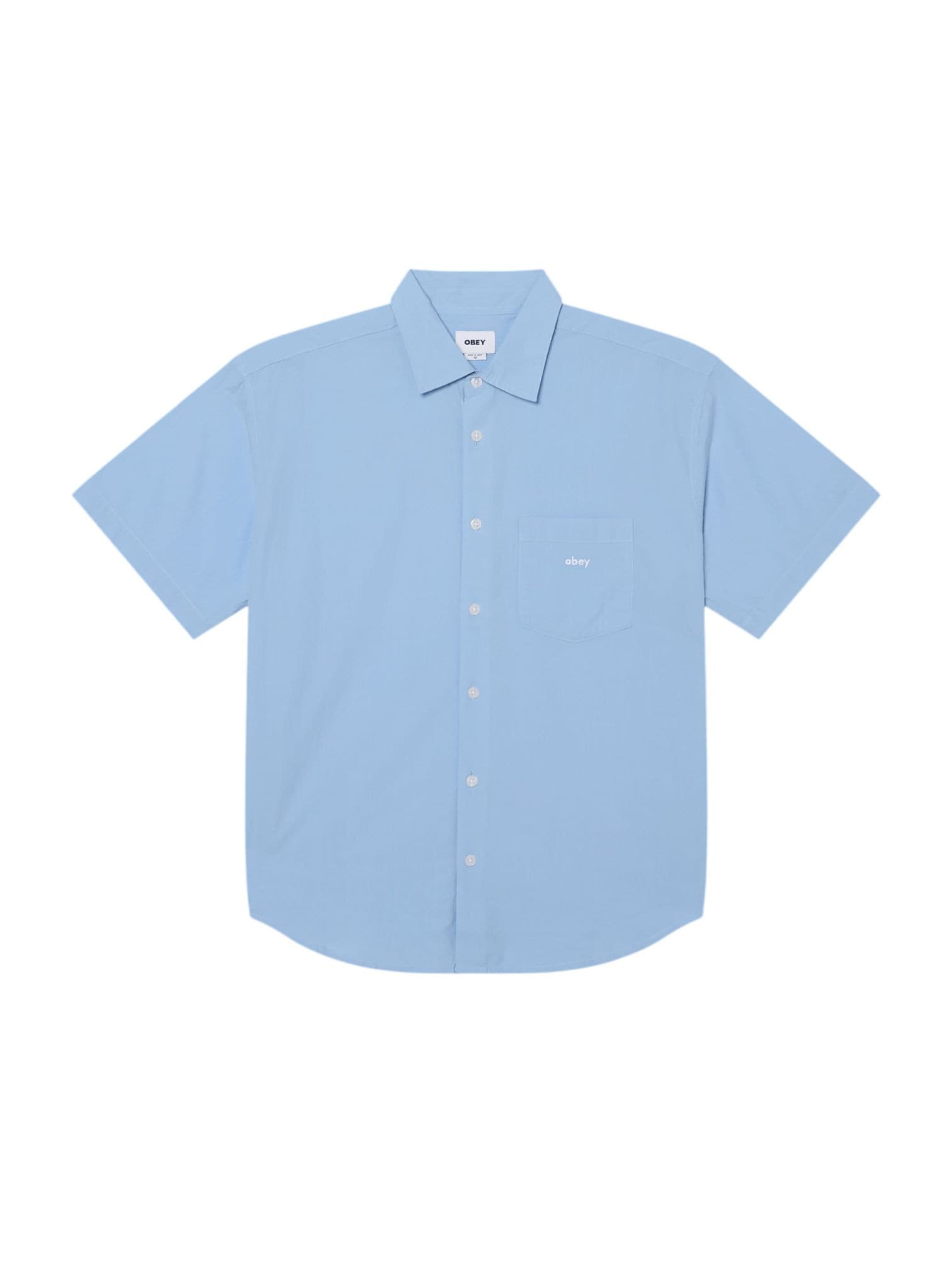 Obey Bigwig jamie woven striped shirt short sleeves - sky blue multi