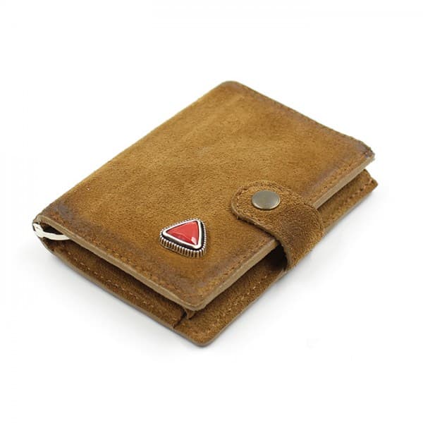 IClutch Adult unisex card holder Kjore Project Cabochon in suede/red leather