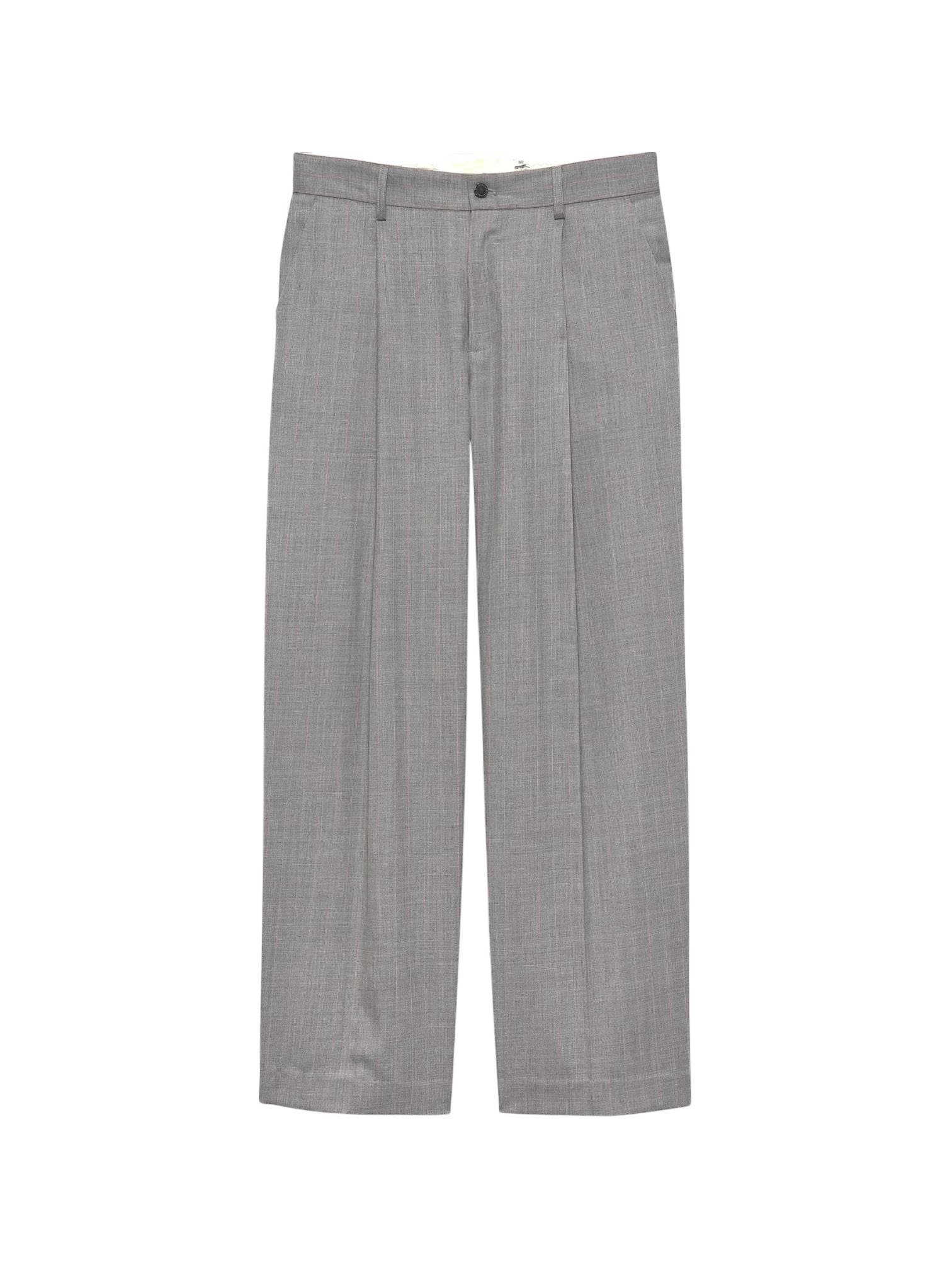 New Amsterdam Surf Association Wool after trouser sartorial pants straight leg - grey/pink pinstripe