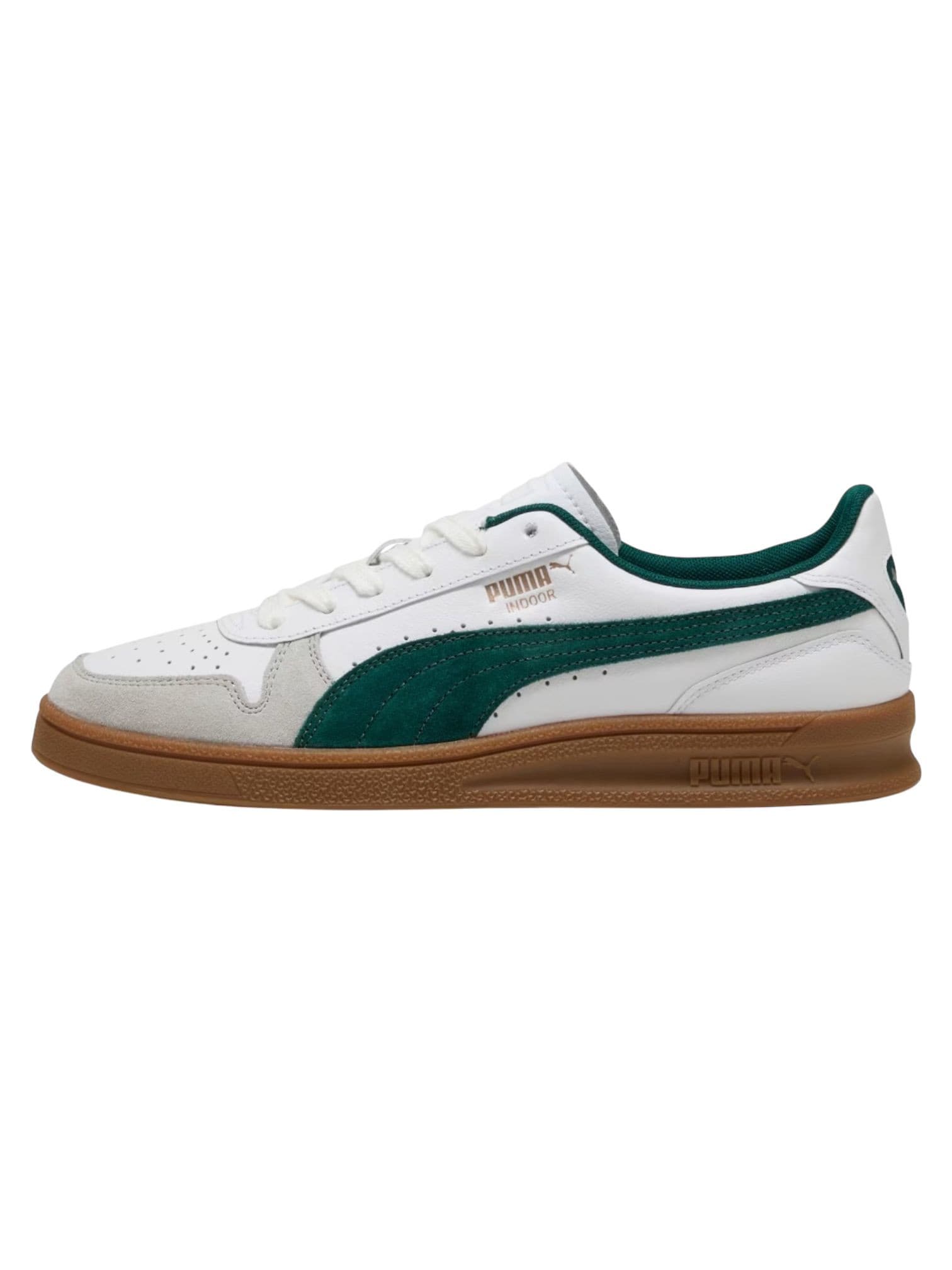 Puma Indoor Low Leather Sneakers - White/Dark mirtle/gum